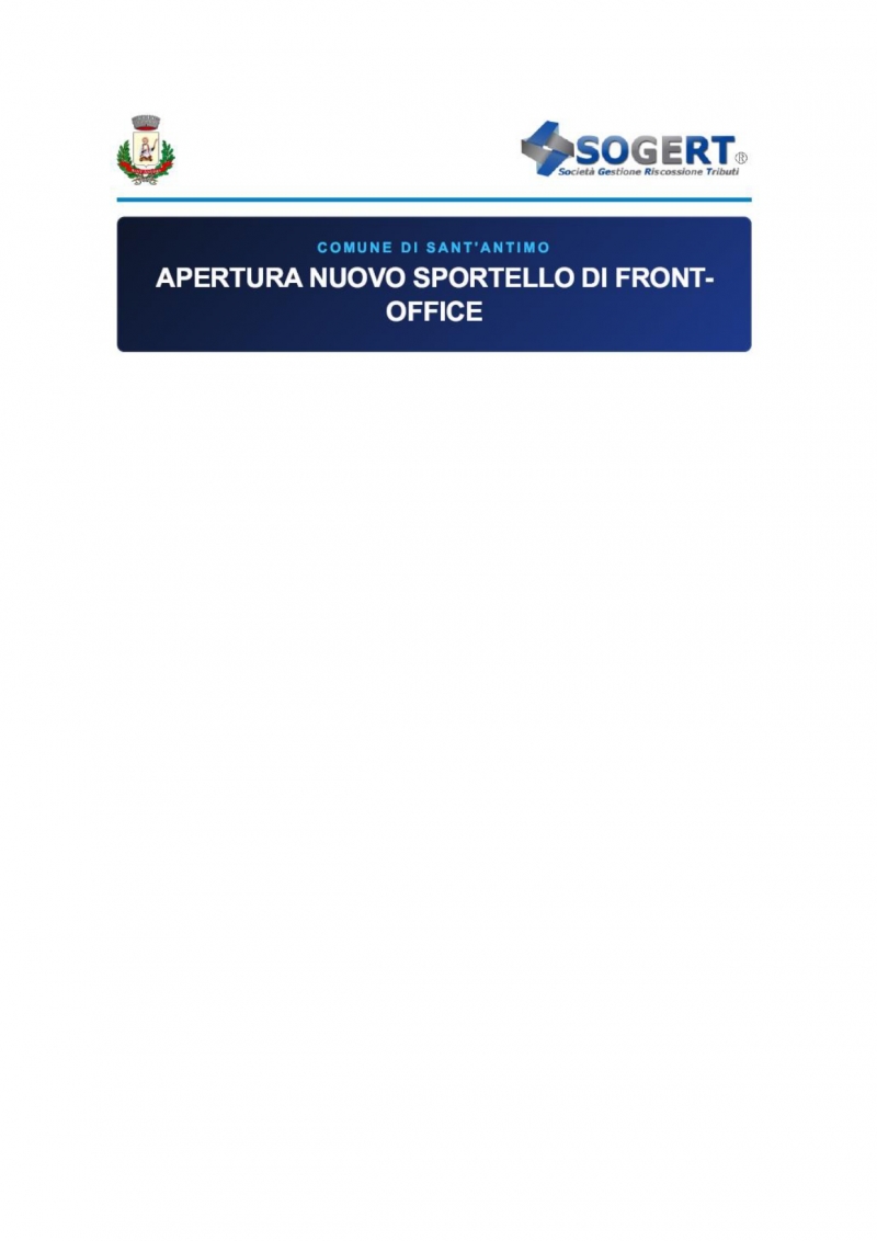 AVVISO PUBBLICO - APERTURA NUOVO  FRONT- OFFICE  SOGERT